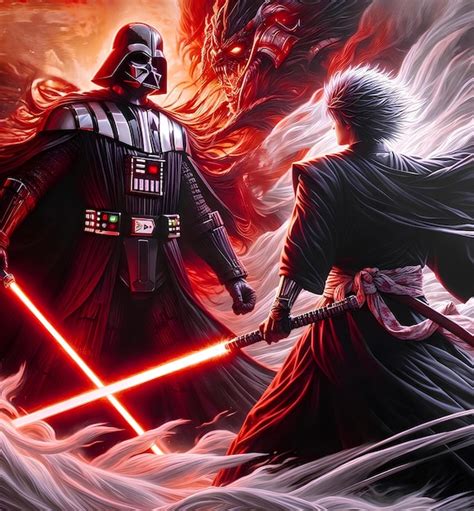 Premium Photo Darth Vader In An Epic Star Wars Battle Against A