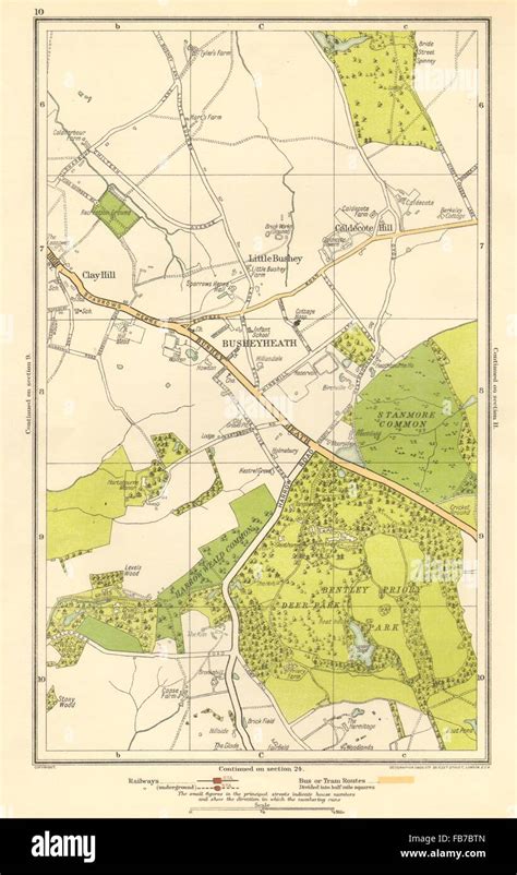 hertsbusheyheathcaldecote hillclay hilllittle busheystanmore cmn  map stock photo alamy