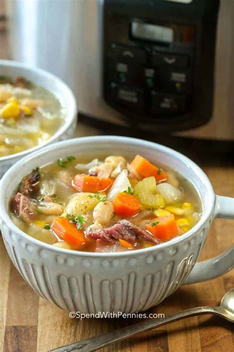 Ham Bone Soup Slow Cooker Spend With Pennies