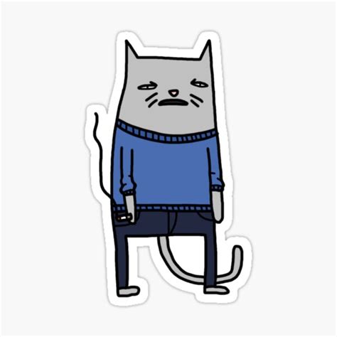 Pegatina Gato Triste Fumando De JSGB Redbubble