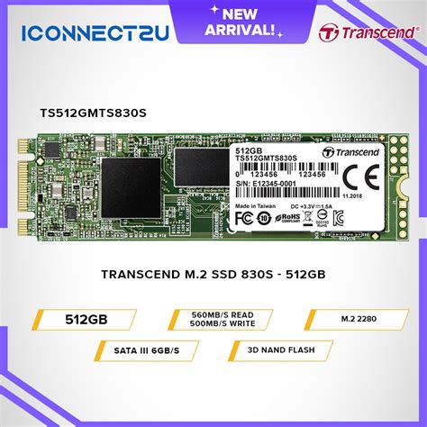 Transcend 512GB SATA III 6Gb/s 3D NAND M.2 2280 SSD - TS512GMTS830S ...