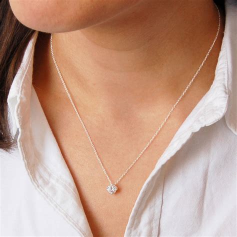 Sterling Silver Diamante Drop Necklace By Highland Angel