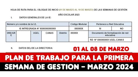 Plan de Trabajo para la Primera Semana de Gestión Marzo 2024 Mathtic