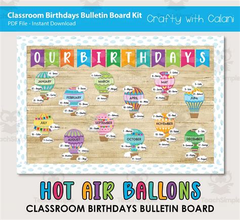 Bulletin Board Classroom Birthday Hot Air Balloon Theme By Teach Simple