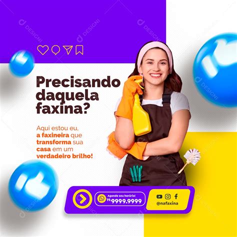 Precisando Daquela Faxina Faxineira Social Media PSD Editável download