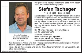 Traueranzeigen Von Stefan Tschager Trauer Bz