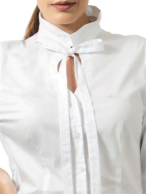 Camisa Branca Social Feminina Com Laço Principessa Perola R 144 90