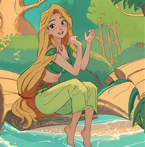 Naked Rapunzel Seaart Ai