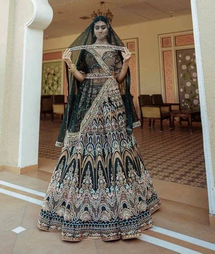 Embroidery Machine Embroidered Bridal Lehengas At Rs 2494 In Surat