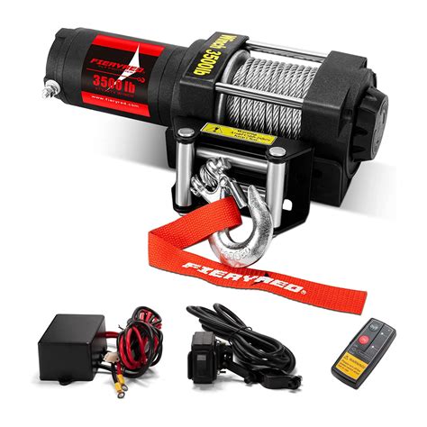 Fieryred 12 Volt 3500 Pound Electric Steel Cable Winch Kit For Utv And Atv