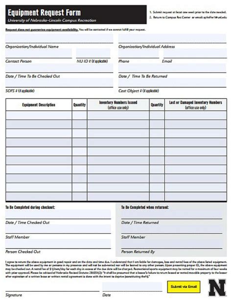 Equipment Request Form Template