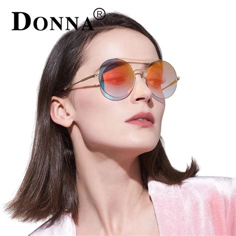 Donna Oversized Round Sunglasses Women Retro Style Gradient Multicolor Lenses Sun Glasses