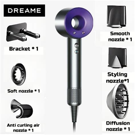 Supersonic 6 In 1 Hair Dryer 1600W Hot Cold Negative Ion Blow Dry Style Shopee