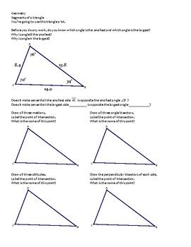 Geometry Segments Of Triangles Median Altitude Bisectors