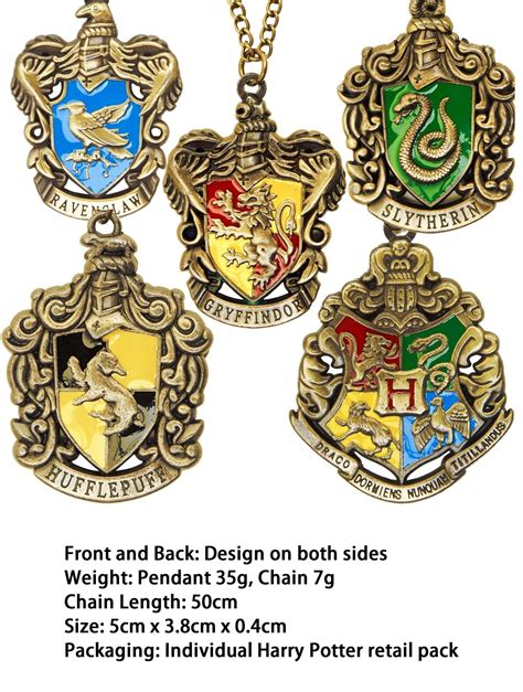 Harry Potter 4 House Hogwarts Necklace Gryffindor Ravenclaw Hufflepuff