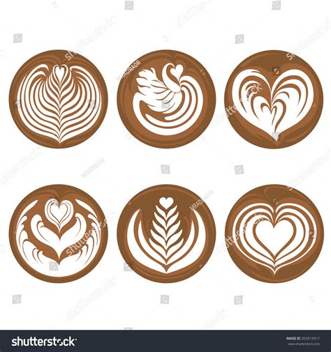 Coffee Latte Art Set Stock Vector 353913917 - Shutterstock