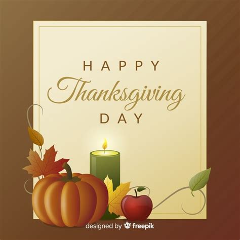 Free Vector Happy Thanksgiving Background With Pumpkin And Candles