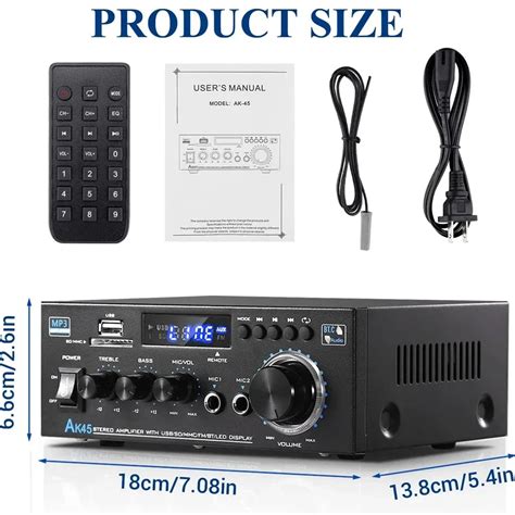 Цифровой Hi-Fi усилитель AK45, 2,0 каналов, 400Wx2, Hi-Fi ...