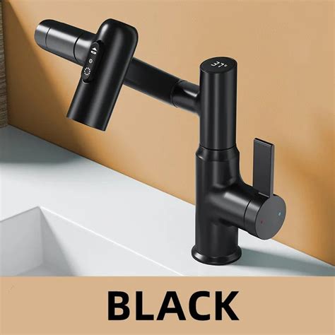 Multi Function Basin Faucet With Led Digital Display Rotation Stream Sprayer Hot Cold Water