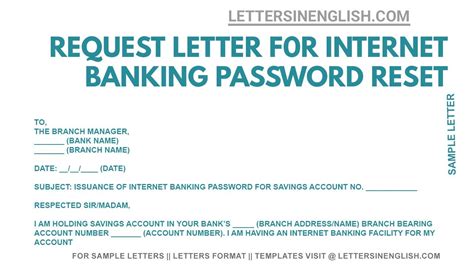 Letter For Internet Banking Password Reset Internet Banking Password