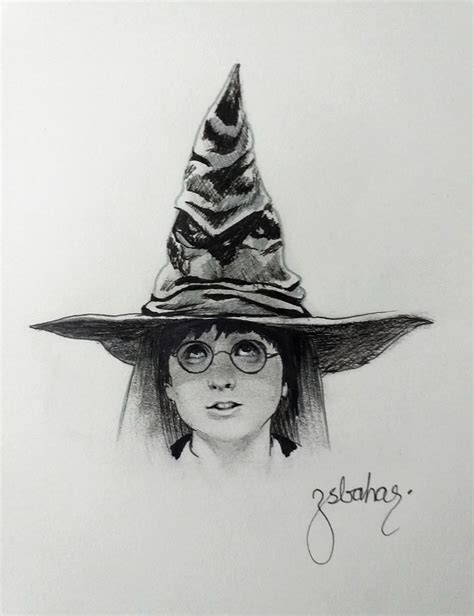 Harry Potter Sorting Hat A5 Sketchbook Drawing By Artsbyzeynep On