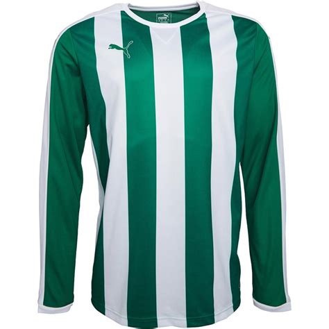 Buy Puma Mens Striped Long Sleeve Football Jersey Green/White