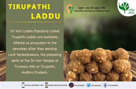 sri vari laddu popularly called tirupathi laddu  eatables offered