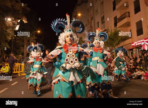 colourful costumes at the Carnival in Santa Cruz de Tenerife, Tenerife ...