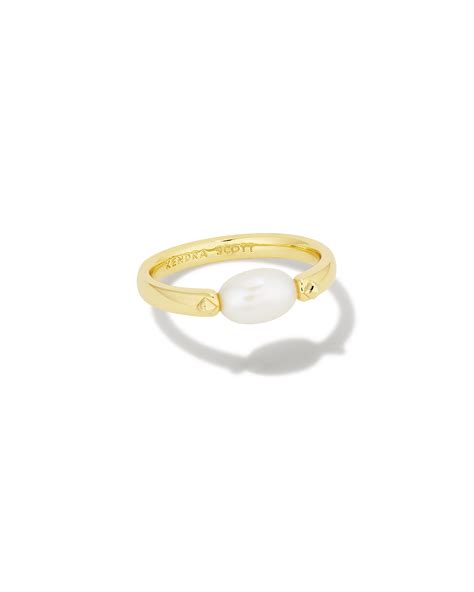 Leighton Gold Pearl Band Ring In White Pearl Kendra Scott