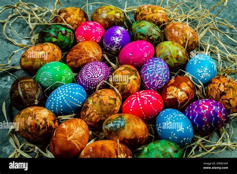 Easter Eggs Naturally Dyed With Onion Skins And Other Natural Colorants