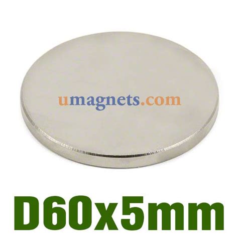 60mm Dia X 5mm Thick N42 Neodymium Magnet Disk Super Strong Rare Earth