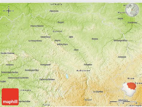 Physical 3D Map of Creuse