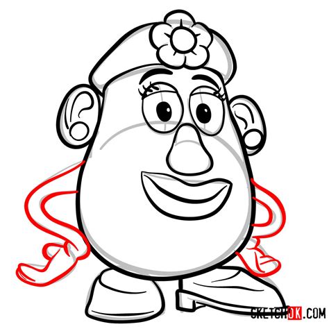 How to draw Mrs. Potato Head | Toy Story - Sketchok easy drawing guides