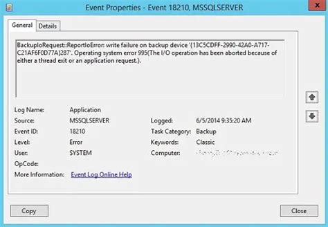 Sql Server Operating System Error Any Fixes Techyv