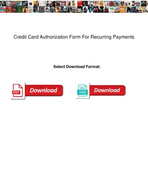 Fillable Online Credit Card Authorization Form For Recurring Payments