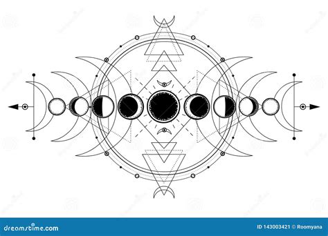 Mystical Drawing: Phases of the Moon, Energy Circles. Sacred Geometry ...