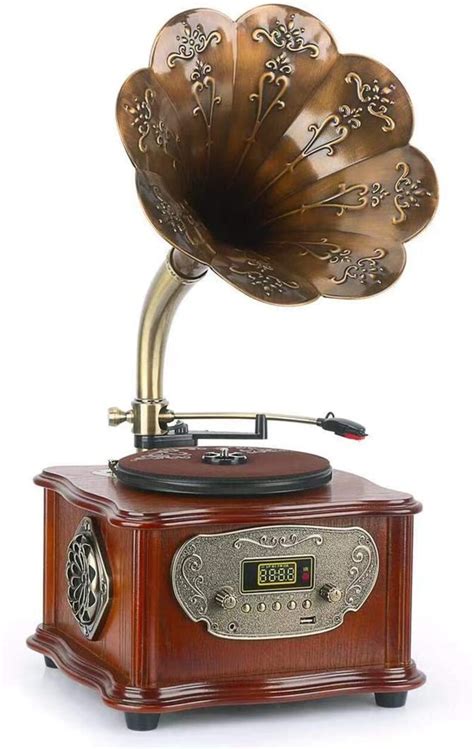 Wooden Phonograph Gramophone Turntable Vinyl Record Player Etsy