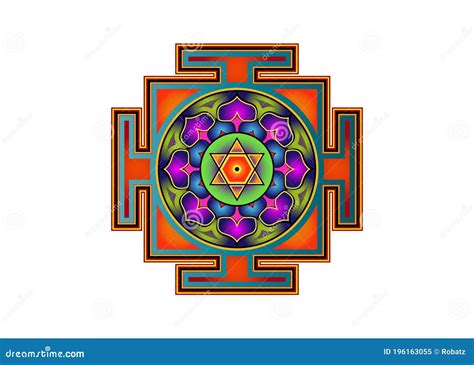 Bagalamukhi Yantra Mandala Colorful Sacred Tibetan Diagram The Vital Energy Hinduism