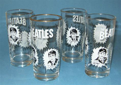 Vintage 1964 The Beatles Set Of 4 Dairy Queen Canada Promo Drinking