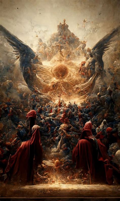 The Painting Depicts Angels Surrounded By Many Other Figures And People