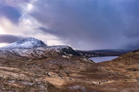 Aerial View of the Snow Covered Mount Errigal, the Highest Mountain in ...