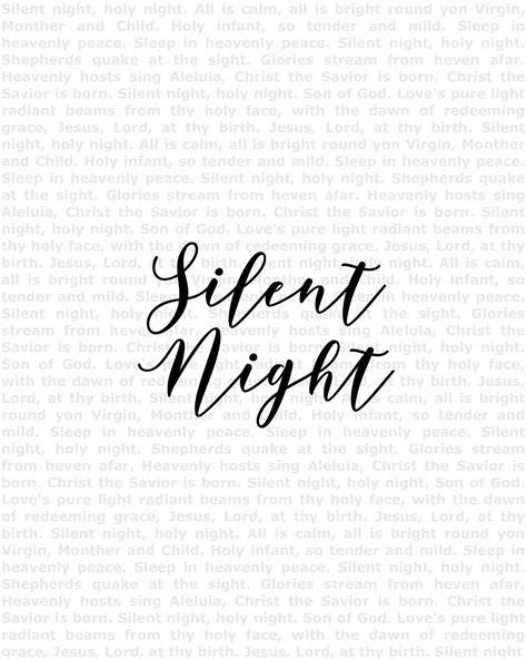 Printable Silent Night Lyrics Printable Word Searches