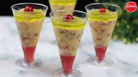 Custard Jello Dessert Cup Fruit Custard Shorts With Jelly No Bake