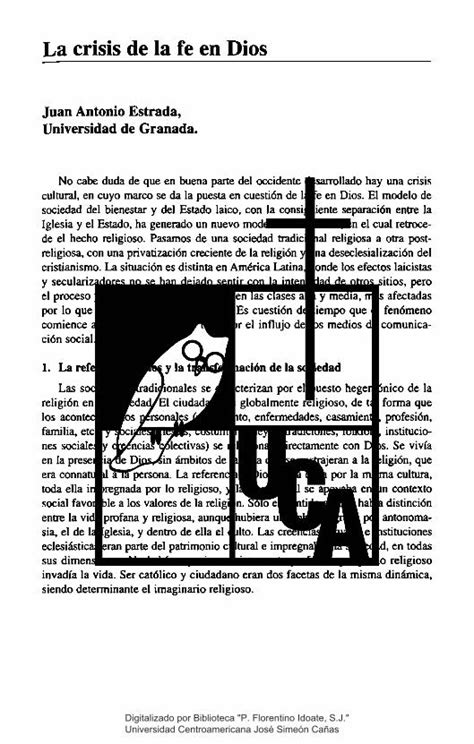 Pdf La Crisis De La Fe En Dios Core La Ideolog A De