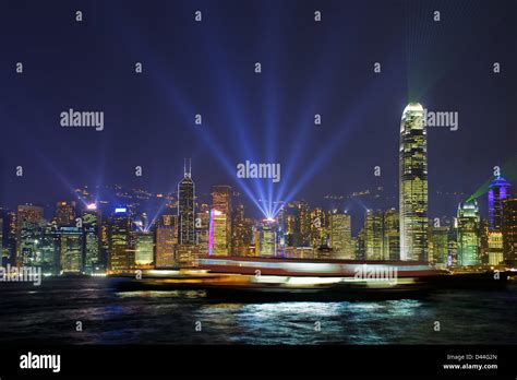 Hong Kong Harbour Lights Stock Photo - Alamy