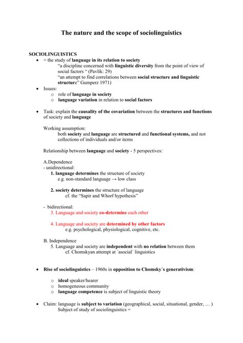 The nature and the scope of sociolinguistics SOCIOLINGUISTICS 