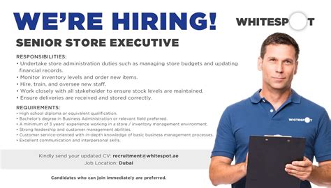 Senior Store Executive Dubai UAE Gulf Career Hunt