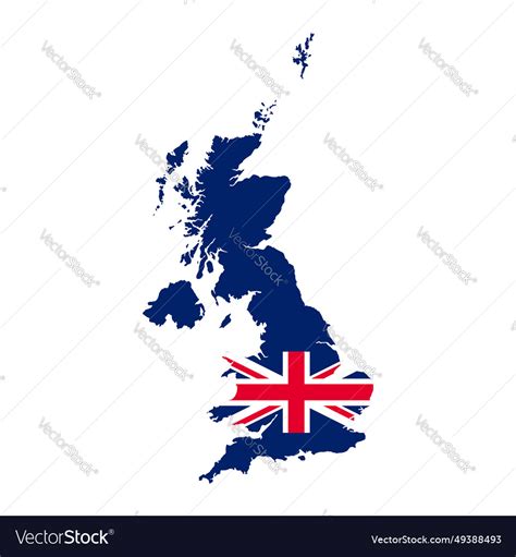 United Kingdom Map Silhouette With Flag Isolated Vector Image