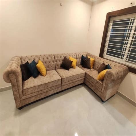 Velvet Wooden Seater L Shape Sofa Set At Rs Set In Hyderabad