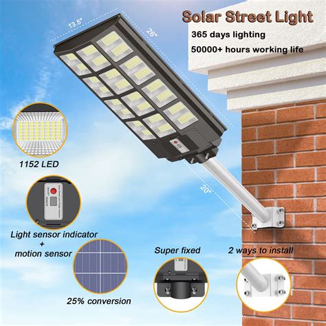 INSDEA 1600W LED Solar Street Light Motion Sensor 160000LM Dusk To